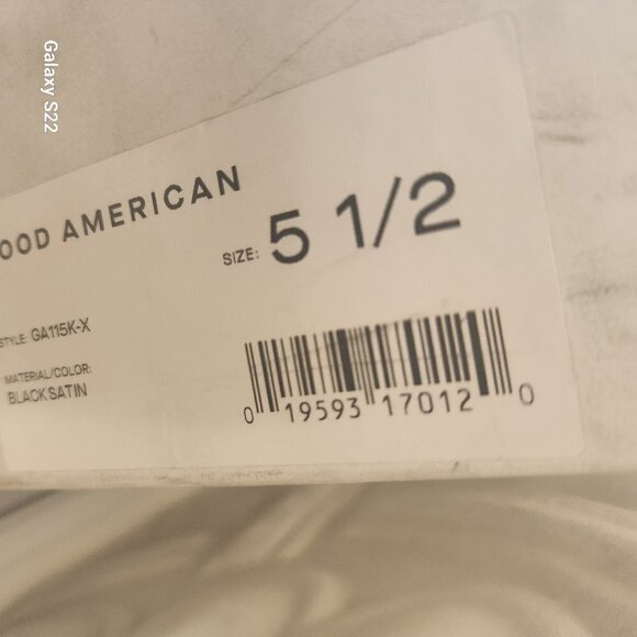 Good American Black Satin and Gold Rhinestone Square Toe Heels GA115K-X Size 5.5 - Picture 9 of 10